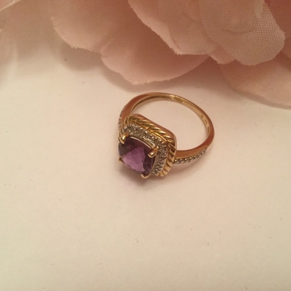 14k AMETHYST AND DIAMOND RING - Picture 5 of 7